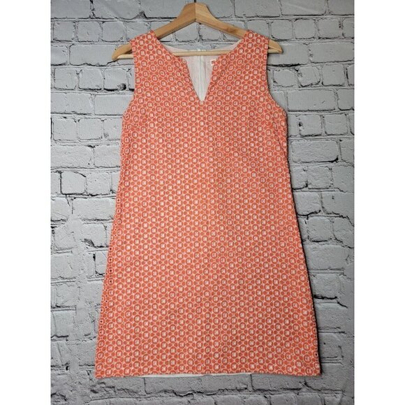 Jude Connally 100% Cotton Orange White Geometric Sleeveless Dress Size S - Picture 1 of 12